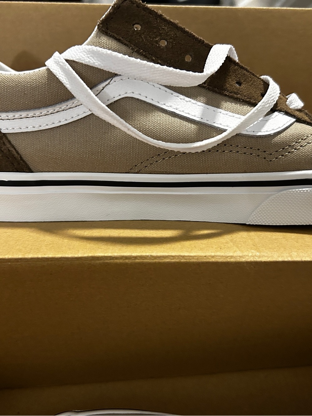 Vans Beige Brown and White Low-Top Sneakers